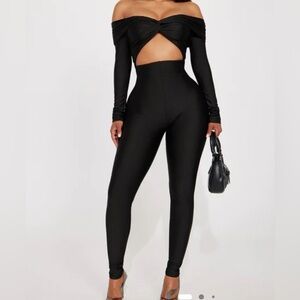 Fashion Nova Black Cutout Jumpsuit